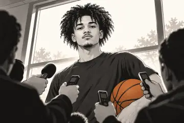 記者に囲まれるアンソニー・ブラック