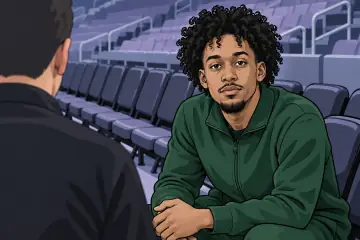 ベンチに座るデビン・カーター
