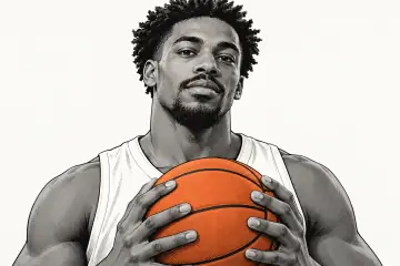 ゲームボールを抱えるアダイ・マラのクローズアップ