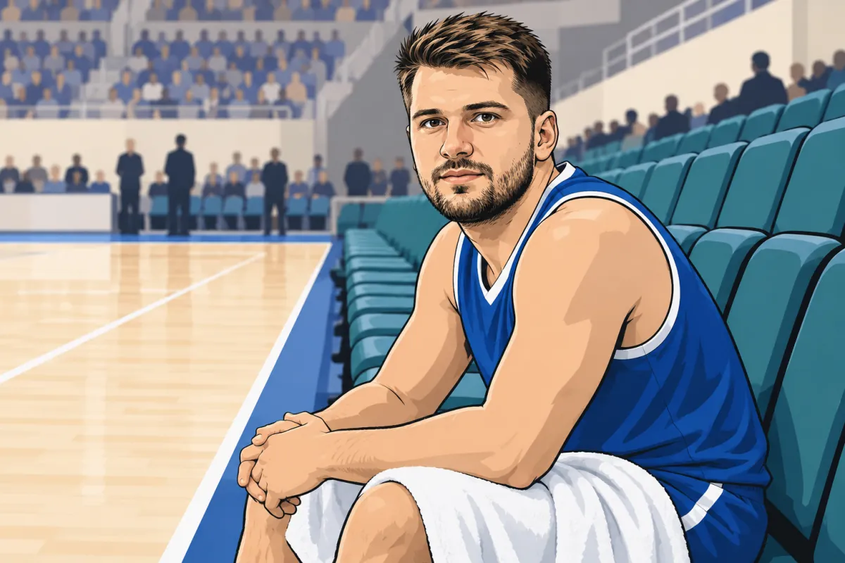ベンチ端に座って試合を見守るルカ・ドンチッチ