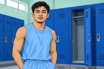 ロッカーの前に立つローソン・ラヴァリング