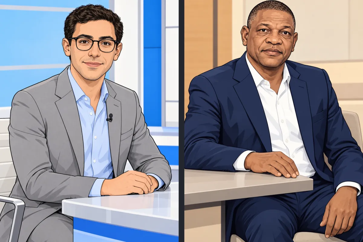 ノア・イーグルとドック・リバースを別々の場面で描いて左右に並べたイメージ